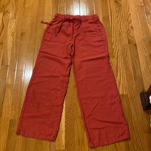 Old Navy Womens Red Linen Blend Wide Leg Pants Size XS New without tags